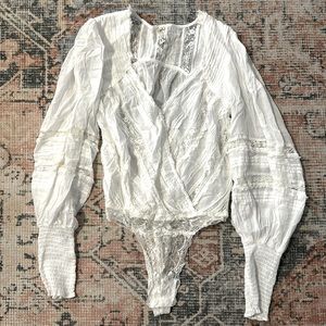 Free People Long Sleeve Sheer Bodysuit Size XS